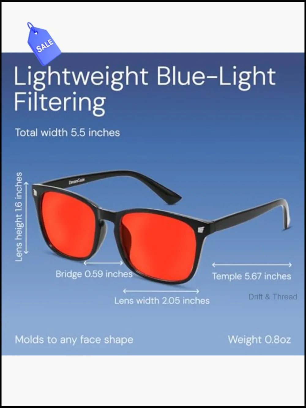 Blue Light Blocking Glasses for Sleep & Gaming, Unisex, TR90 Frame